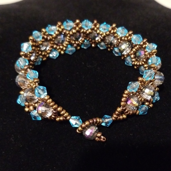 Blue and Champagne Crystal Bracelets - Picture 4 of 8